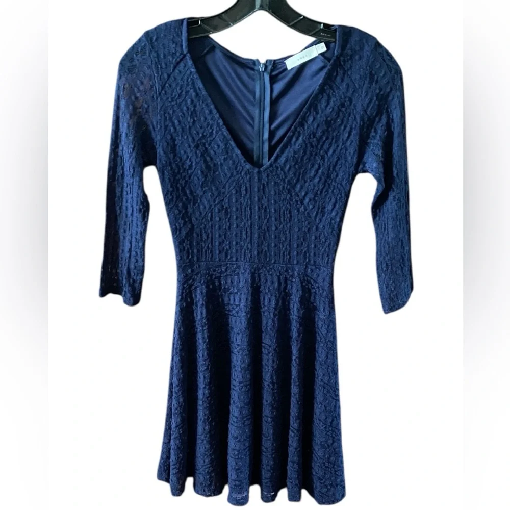 lush navy blue dress Lush chiffon long sleeve navy blue Dress